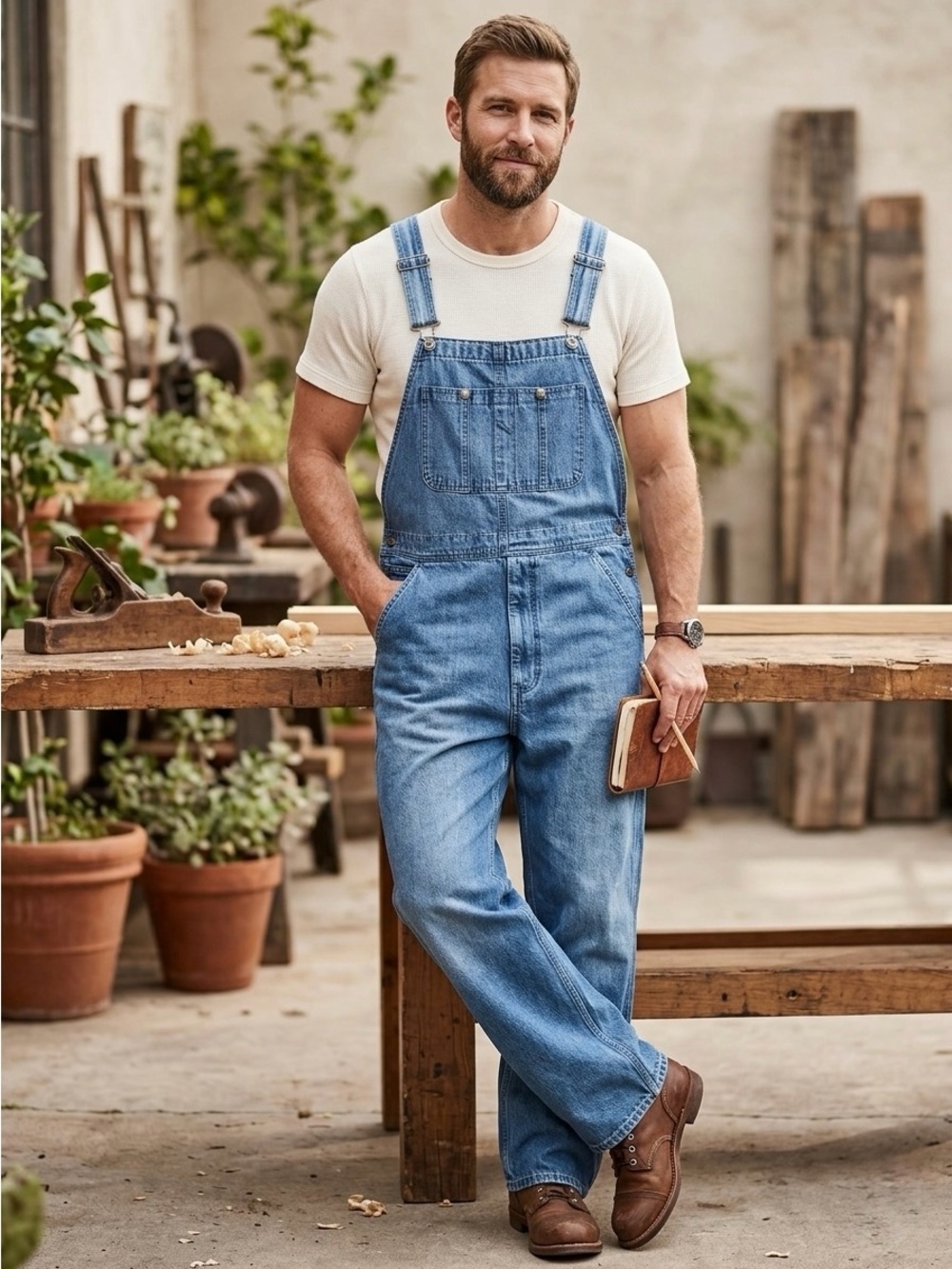 Vintage Craftsman Denim Bib Overalls Men's 38x30 Carpenter Workwear Dungarees